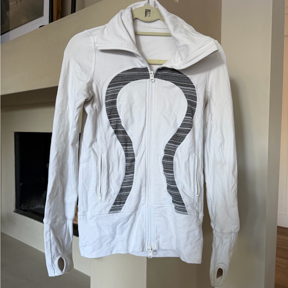 Women's White Lululemon Jacket with Gray logo